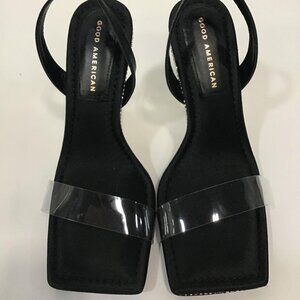 New w/Box  Good American Wmn's Shoes Crystal Crush Lucite® Sandal In Blk Sz 8.5